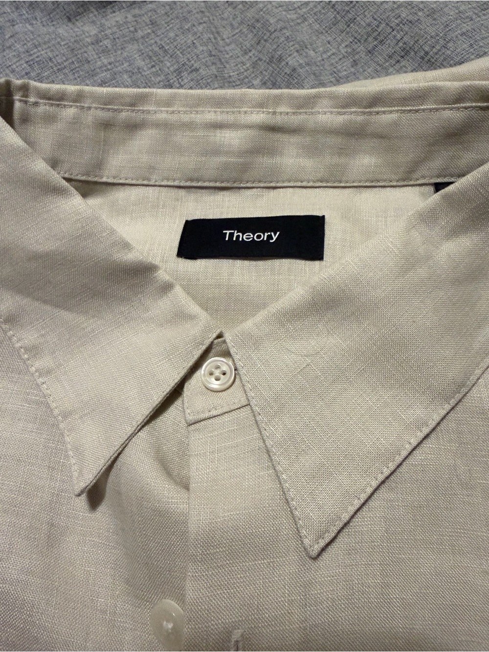 Theory Men’s Light Beige Linen-Cotton Blend Button-Up Shirt New without tags